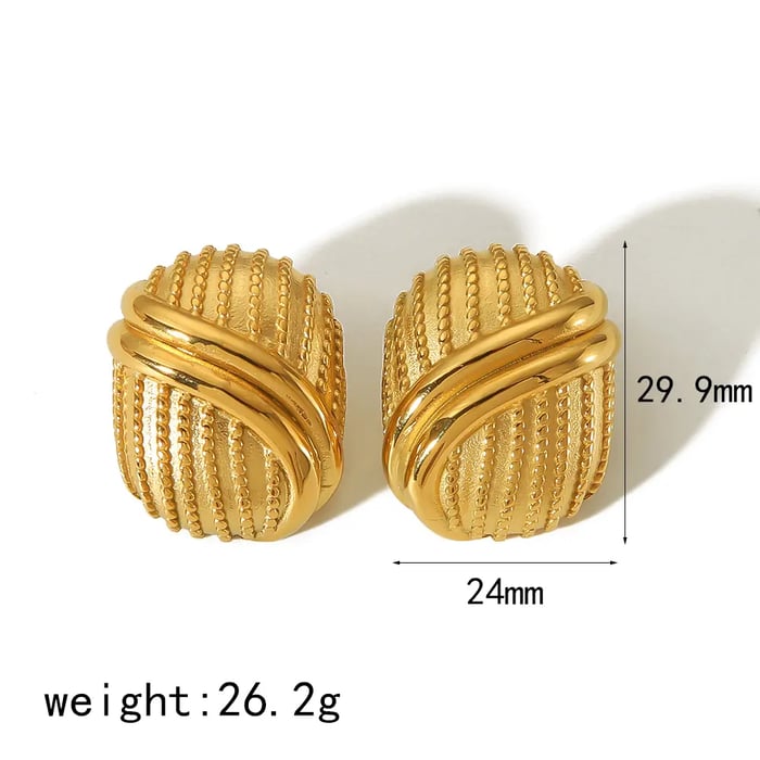 1 pair of personalized classic  gold-plated stainless steel geometric symmetrical croissant earrings for women's daily wear