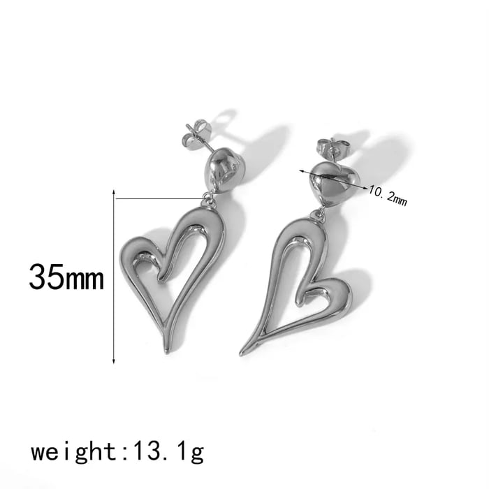 1 pair of personalized fashion  gold-plated stainless steel love pendant earrings suitable for women's daily wear Picture2