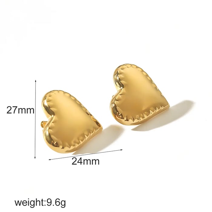 1 Pair 1 pair of fashionable classic  gold-plated stainless steel geometric smooth heart earrings for women's jewelry for daily wear Women Stud Earrings Picture2