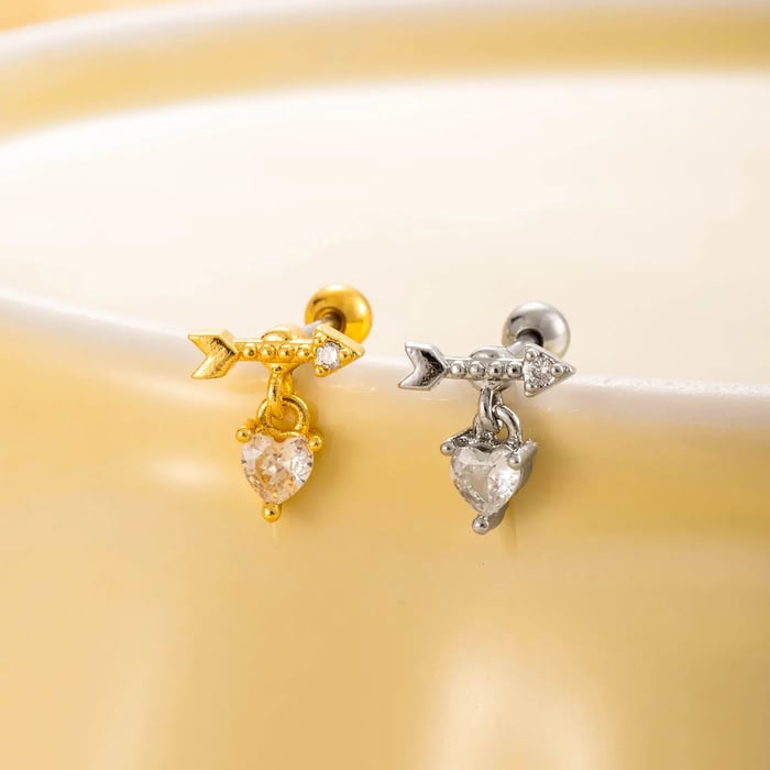 1 Stück Simple Series Simple Heart Titanstahl Kein Beschichtungsmaterial Zirkon Damen Ohrstecker