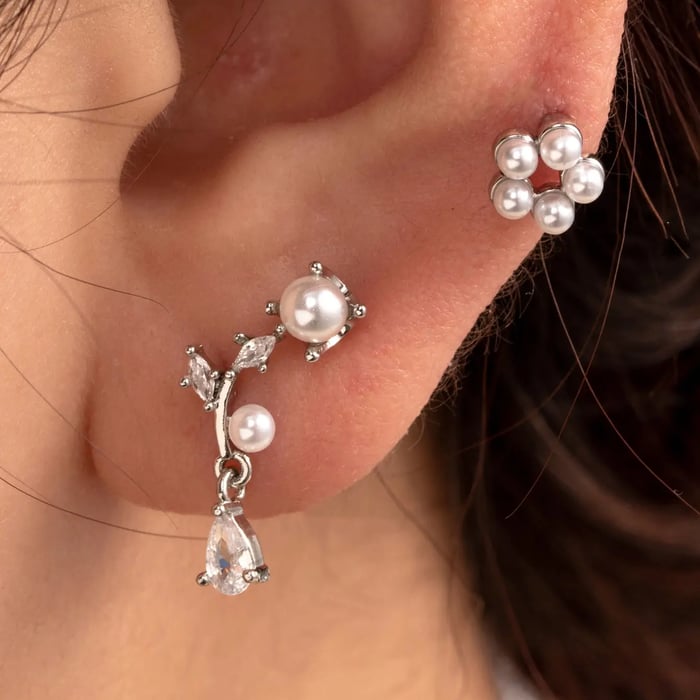 1 Piece Simple Series Classic Flower Titanium Steel No Plating Material Zircon Women Stud Earrings Picture2