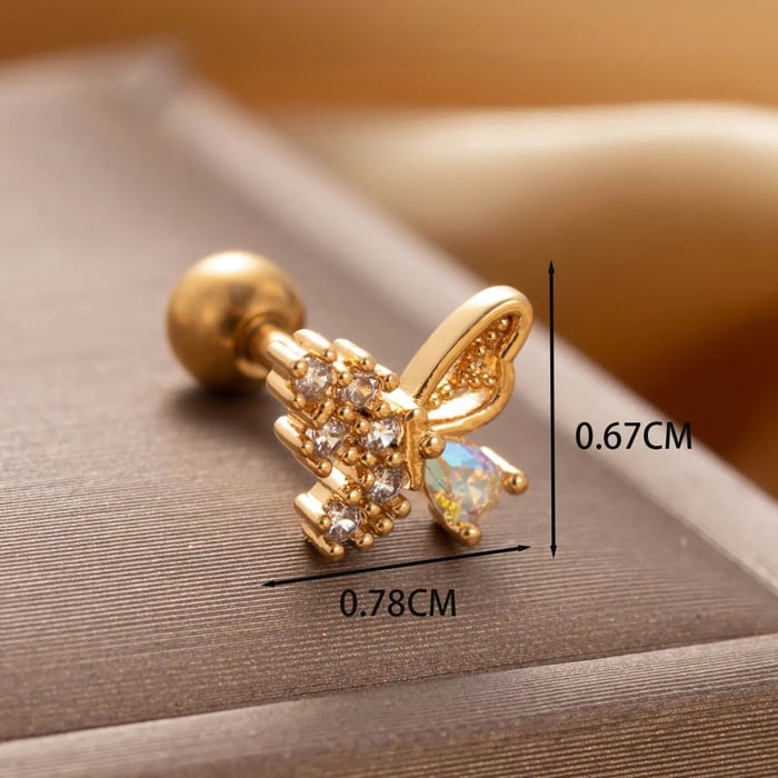 1 Piece Simple Series Classic Heart Titanium Steel No Plating Material Zircon Women Stud Earrings