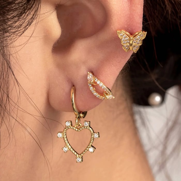 1 Piece Simple Series Simple Heart Copper No Plating Material Zircon Women Stud Earrings Picture2