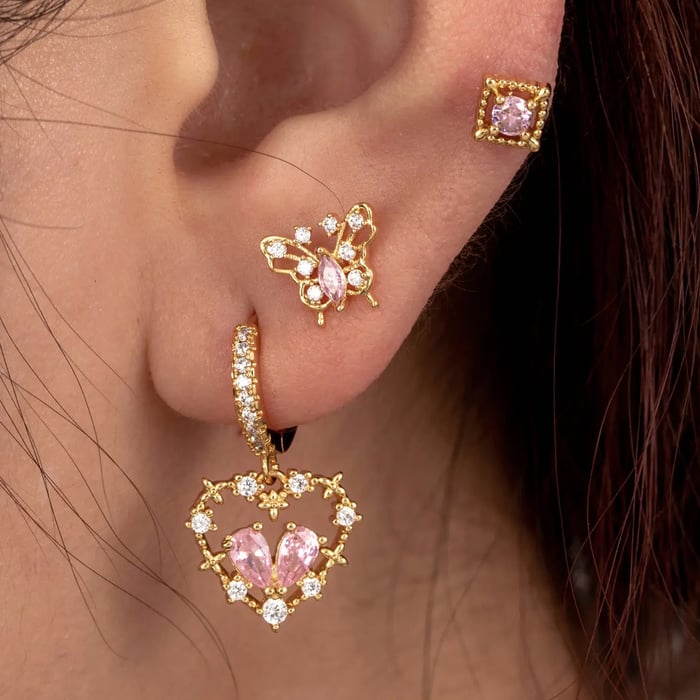 1 Piece Simple Series Classic Heart Copper No Plating Material Zircon Women Stud Earrings Picture2