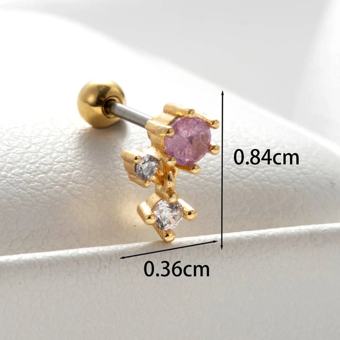 1 Piece Simple Series Classic Heart Titanium Steel No Plating Material Zircon Women Stud Earrings