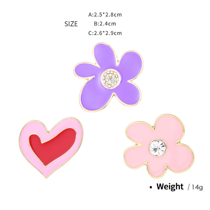 1 Piece Trendy Series Sweet Heart Drop Oil Gold Color Alloy Women's Brooches