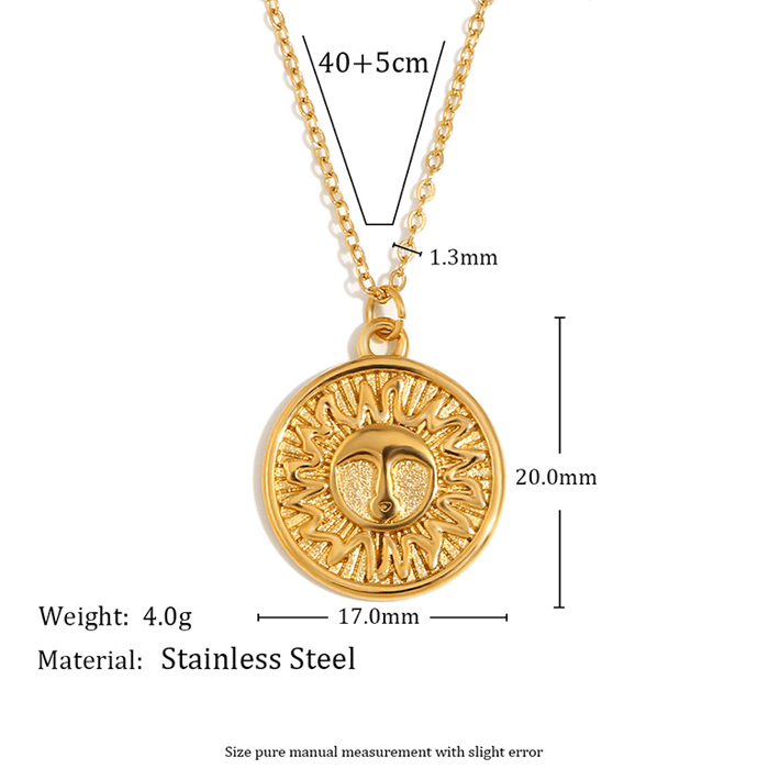 1 Piece Classic Series Classic Sun/Moon Stainless Steel   Gold Color  Women's Pendant Necklaces h5Picture10