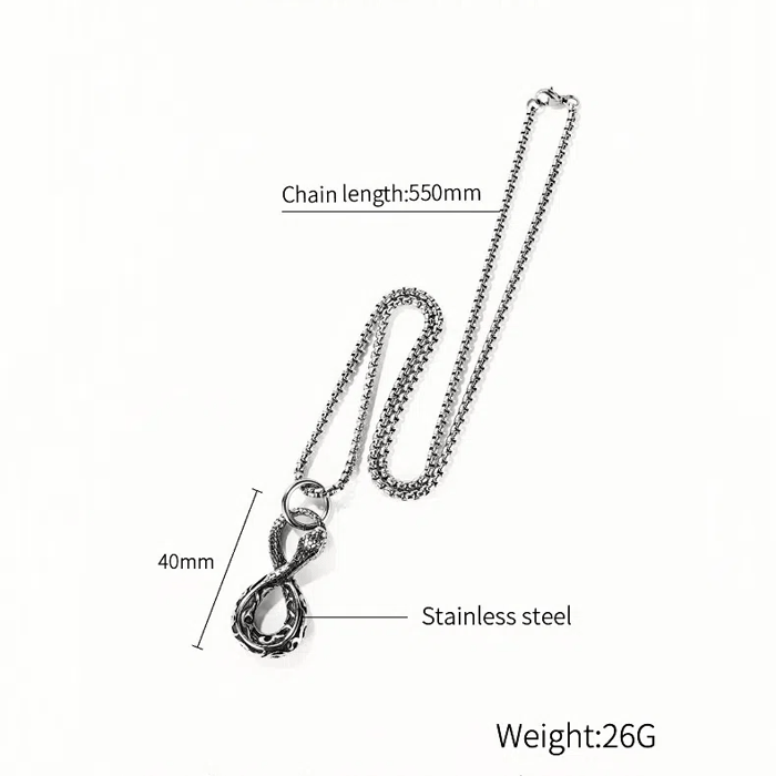 1 pezzo di collana da uomo in acciaio inossidabile con serpente vintage h5Immagine5