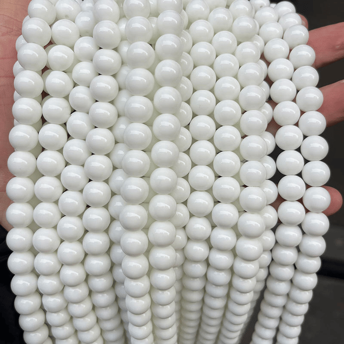1 Strang täglich ringförmige weiße Glasperlen Schmuckperlen h5Bild2