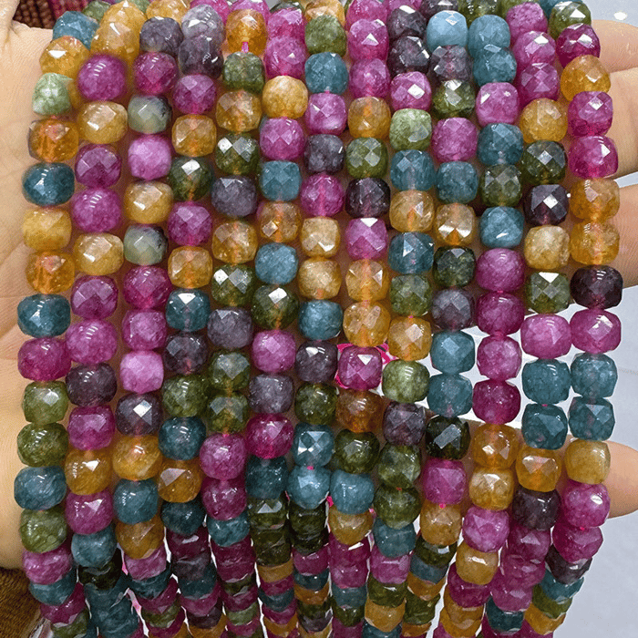 1 Strang Shiny Series Tägliche quadratische Schmuckperlen aus Naturstein (Durchmesser: 8 x 8 mm)