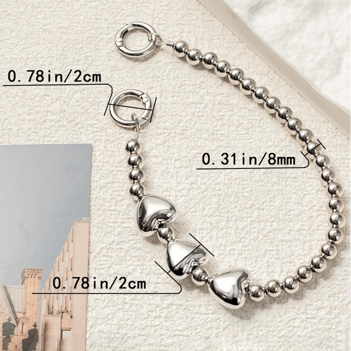 1 Piece Stylish Series Silver Heart Aluminum Phone Strap h5Picture5