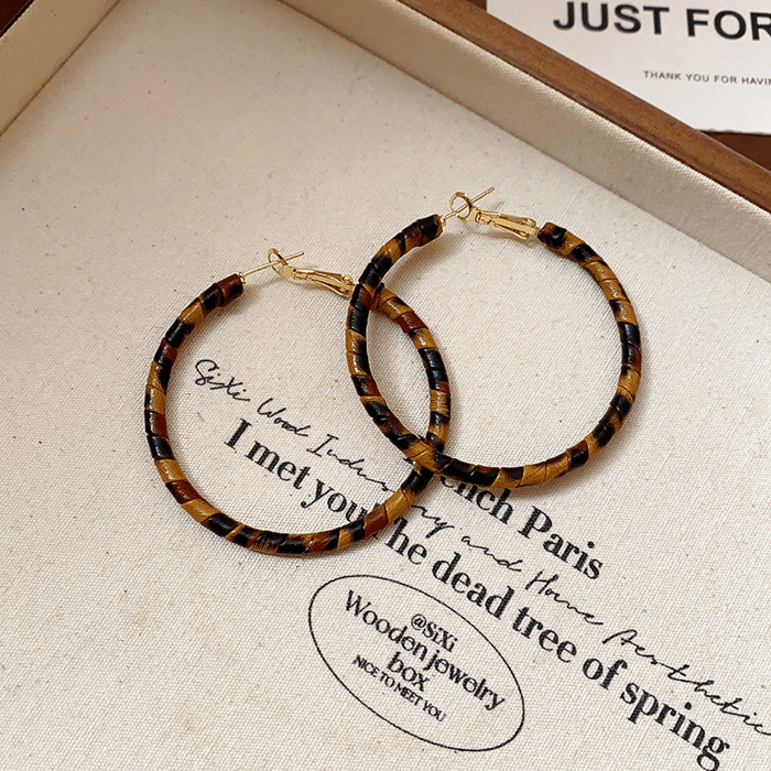 1 Pair Retro Leopard Pattern Iron Hoop Earrings h5Picture3