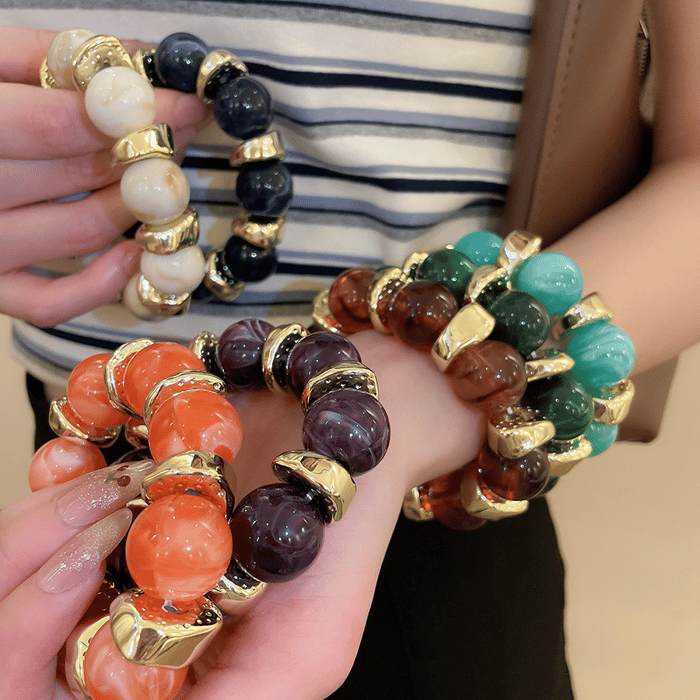 1 Piece Retro Beads Gradient Color Acrylic Beaded Bracelet Picture3