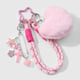 Pink plush heart pin star pendant keychain 