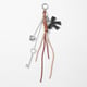 Silver heart key on chain black leather keychain