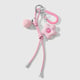 1 pink pompom plaid flower keychain 