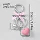 Silver chain pink bow heart keychain