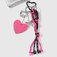Rose red heart bow adjustable hanging rope keychain 1