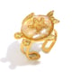Starfish Oil Drop Broken Shell Open Ring-Gold and White Picture2