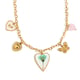 Colorful Long Heart Pendant Necklace - Gold