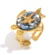 Starfish Oil Drop Broken Shell Open Ring-Gold Blue Picture3