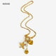 Gold Heart Starfish Pearl Pendant Necklace