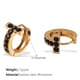 EH1106BKG Black diamond gold hoop earrings