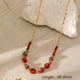 Handmade necklace orange red irregular size natural stone beads Picture2