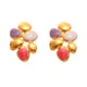 F371-Golden colorful red, white and purple earrings Picture4