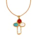 Oil Drop Colored Cross Pendant Necklace - Gold