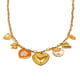 Paperclip Cotton Rope Combination Heart Orange Flower Pendant Necklace - Gold Picture4