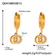 Q041-Golden Double Ring Zircon Earrings