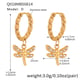 Q018-D Gold pattern small dragonfly earrings Picture4
