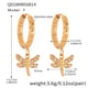 Q018-F Gold Flower Small Dragonfly Earrings Picture6