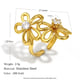 Two Flowers Open Ring - Gold