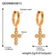 Q030-Golden Cross Zircon Earrings