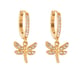 Q018-E Gold Diamond Small Dragonfly Earrings Picture5