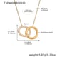 TXP400-Gold Double Ring Necklace 43+5cm