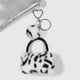1 black and white leopard print plush ball small bag keychain