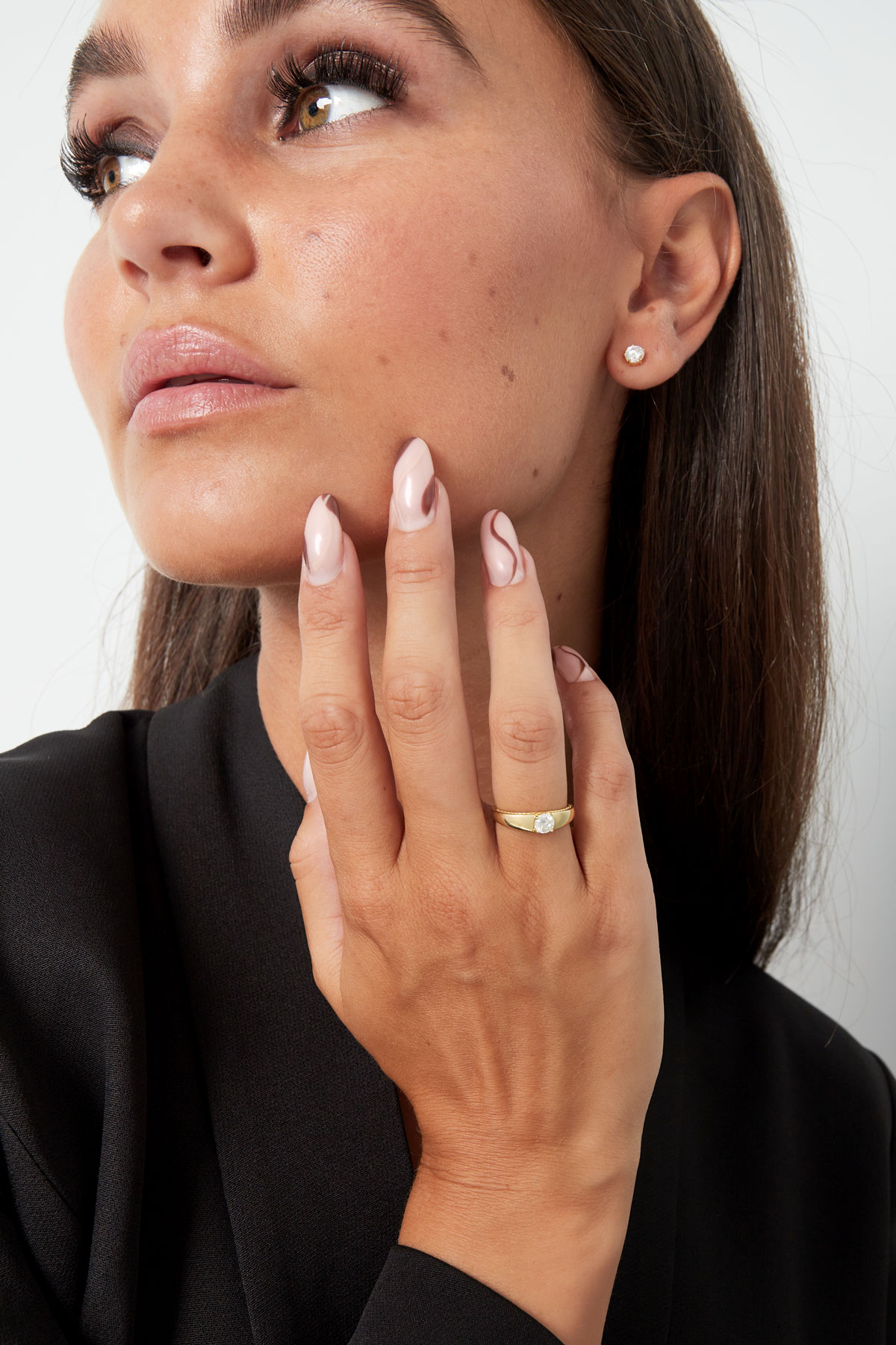 Bague basique avec pierre - Couleur or - 16