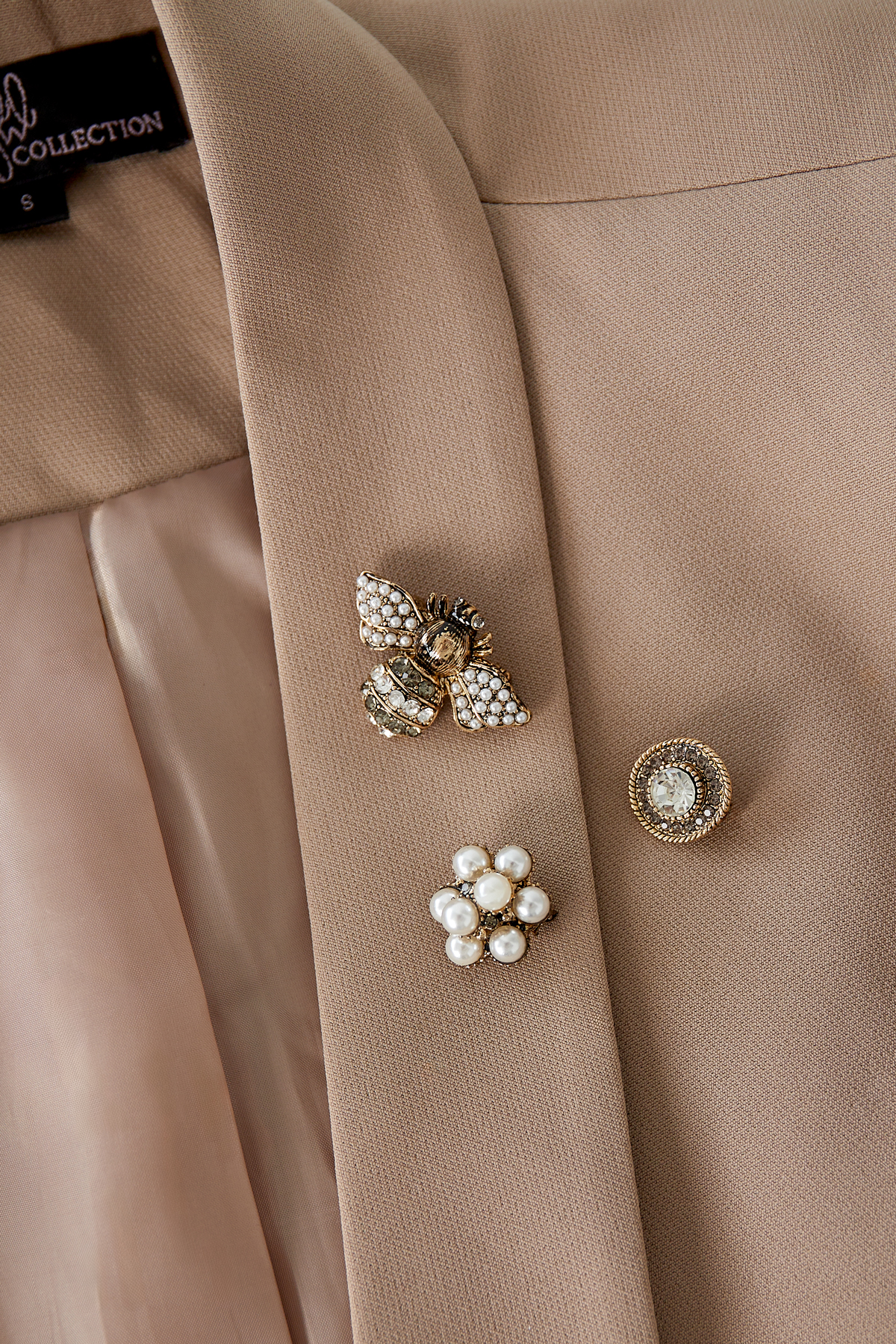 brooches trio busy bee - white 