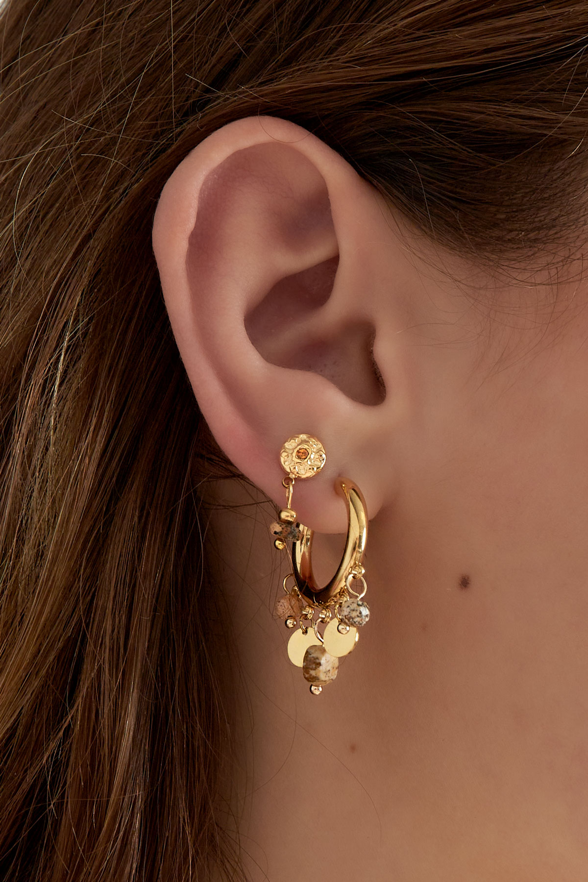 Earrings coins - brown