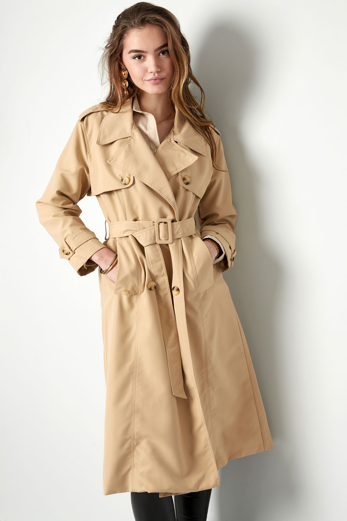 Long basic trench coat - beige S