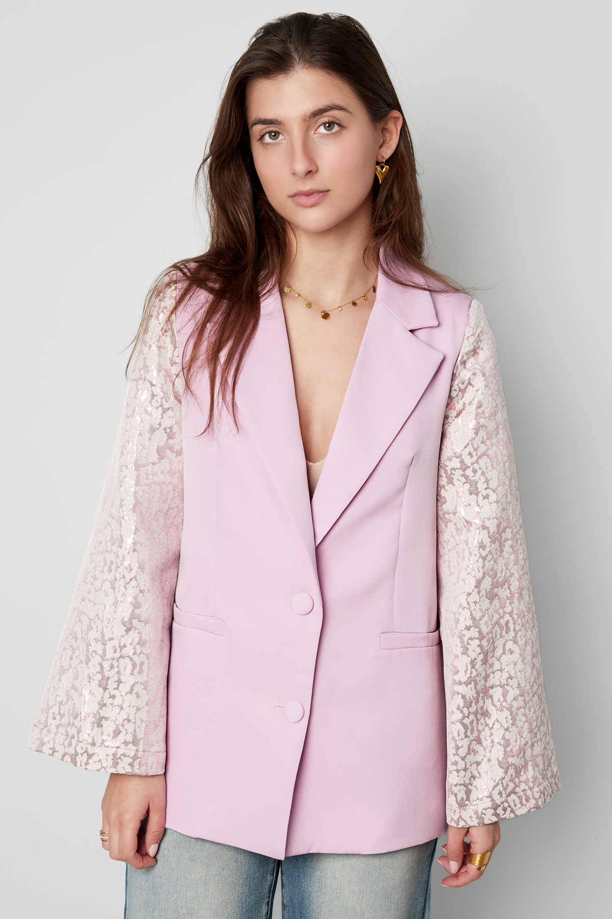 Blazer with panther sleeves - Cream