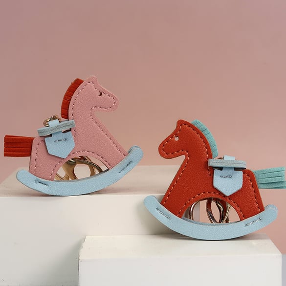 1 Piece Cute Horse PU Keychain 2