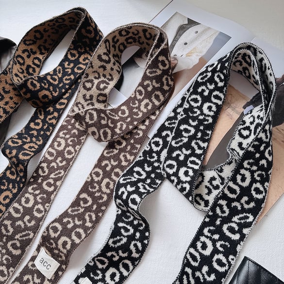 1 Piece Retro Leopard Print Yarn Winter Scarf