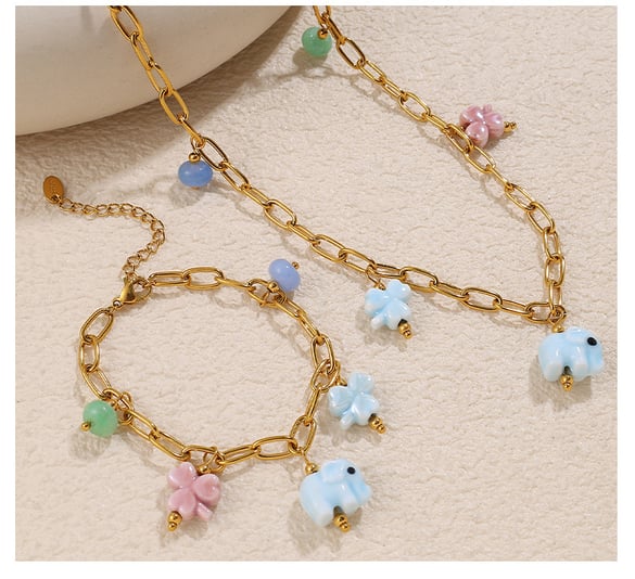 1 Piece Oceanic Stainless Steel Gold Color Pendant Necklace