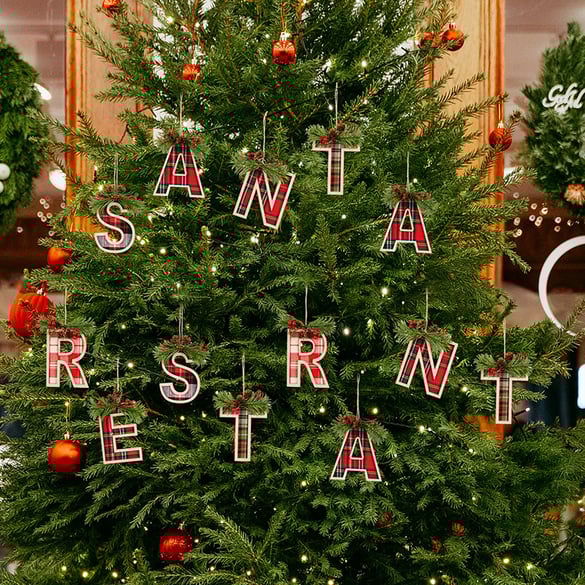 1 pezzo di ciondolo a forma di lettera dell&#39;albero di Natale fai da te 2