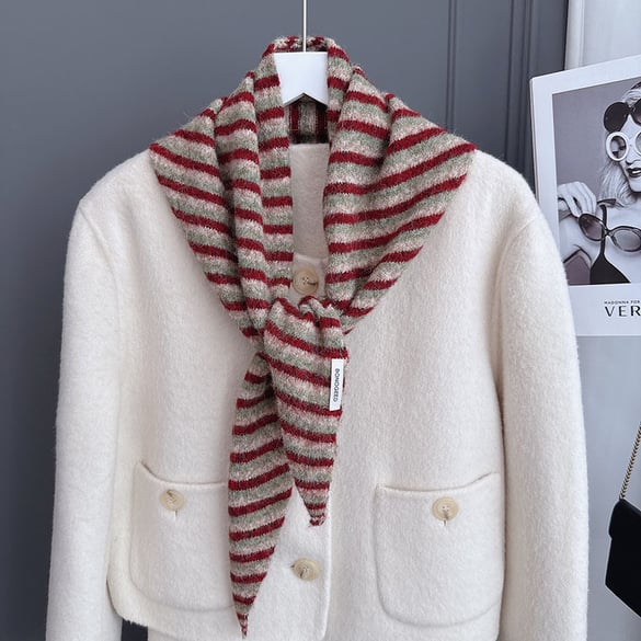1 Piece Casual Strip Rayon & Wool Shawl 2