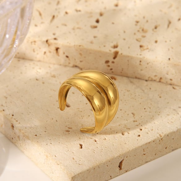 1 pezzo di anelli statement in acciaio inossidabile color oro 2